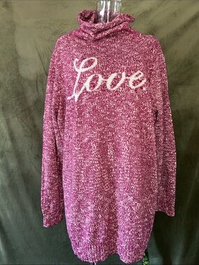 Life Is Good Pink Marled 'Love' Sweater